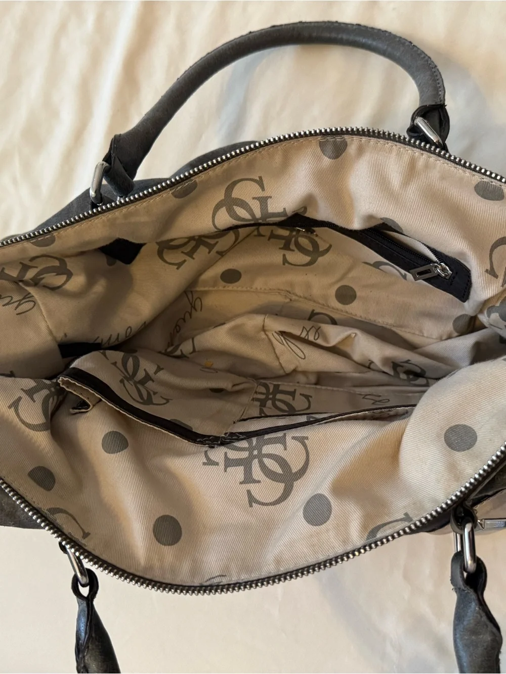 Guess | Y2k patchwork bowling satchel with silver tone studs